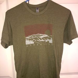 Mtn Merch SMALL Asheville North Carolina Olive Green Short Sleeve T shirt.